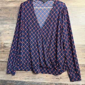 Banana Republic Blue and Red Patterned Blouse